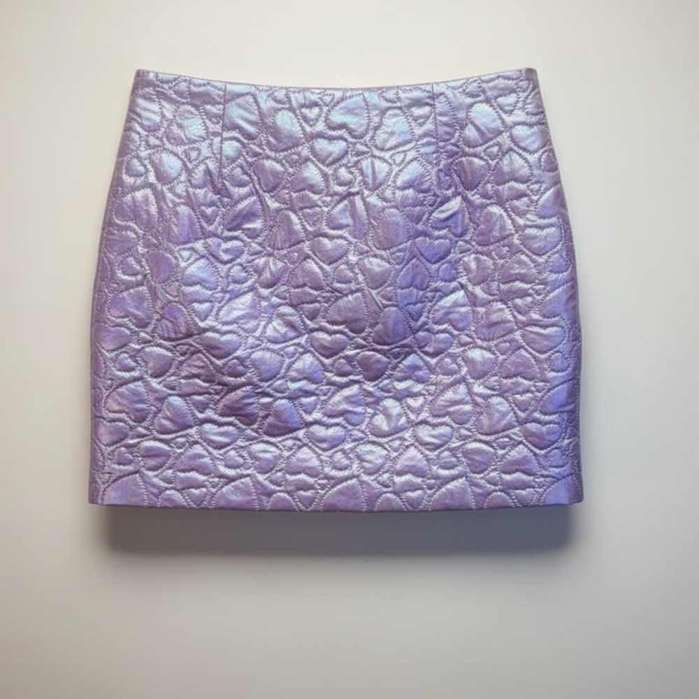 Ceder Y2K Womens Mini Skirt Mermaid's Heart Iridescent Lilac Lined Lg Spring
